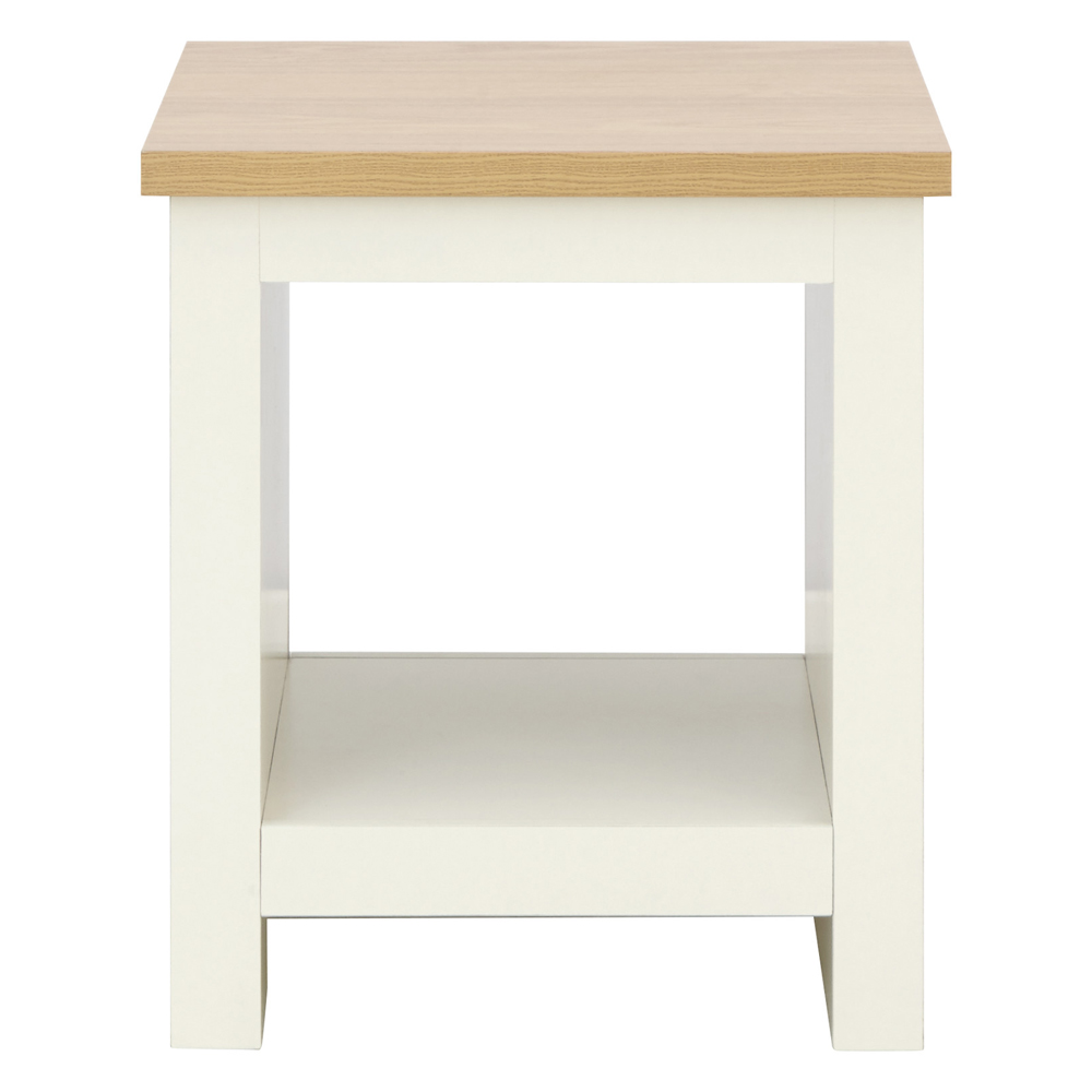 Loftus Wooden Square Side Table In Cream And Oak