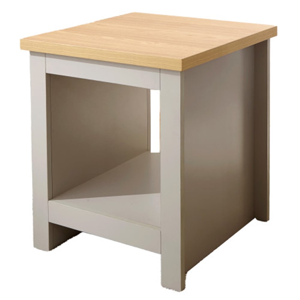Loftus Wooden Square Side Table In Grey And Oak