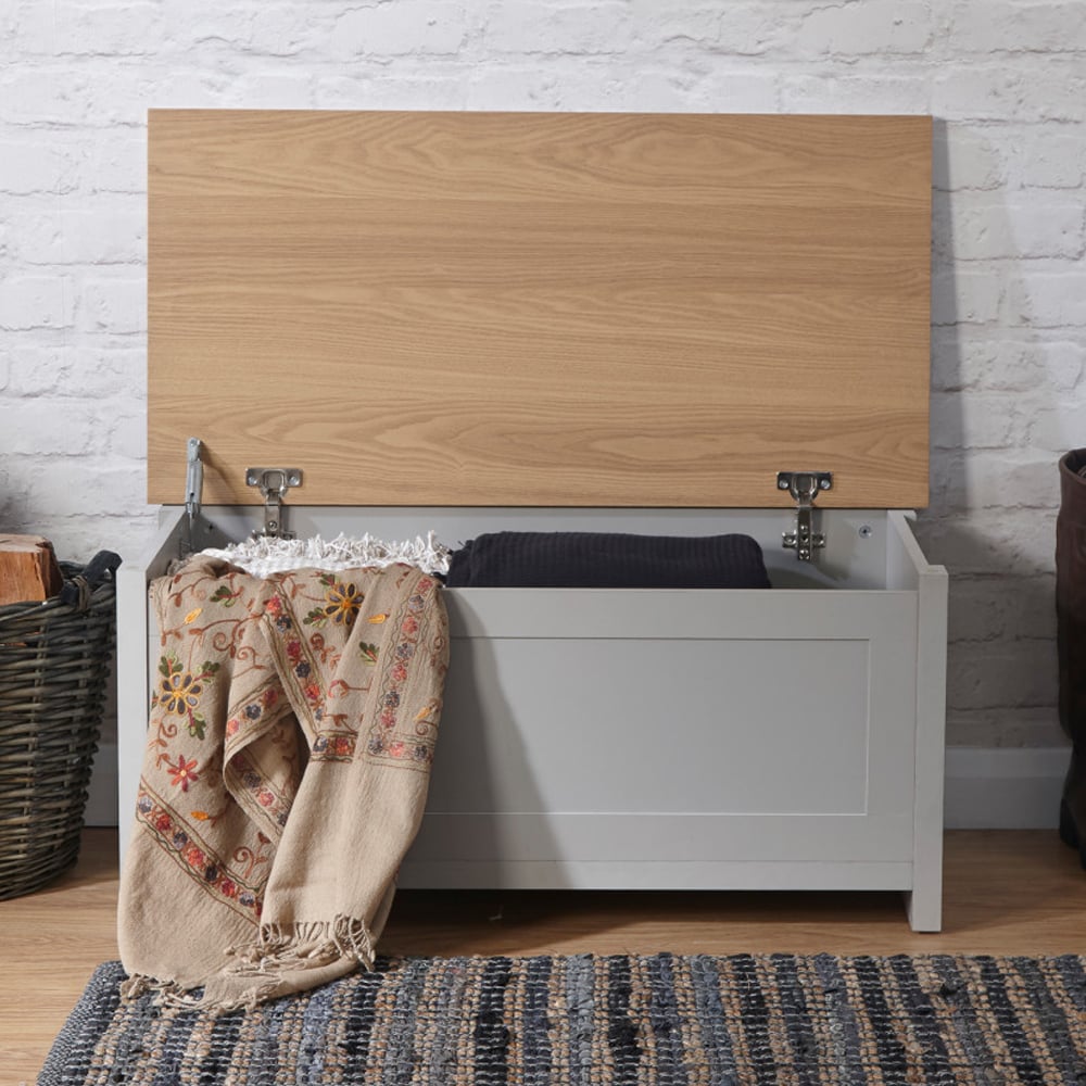 Loftus Wooden Storage Box In Grey And Oak