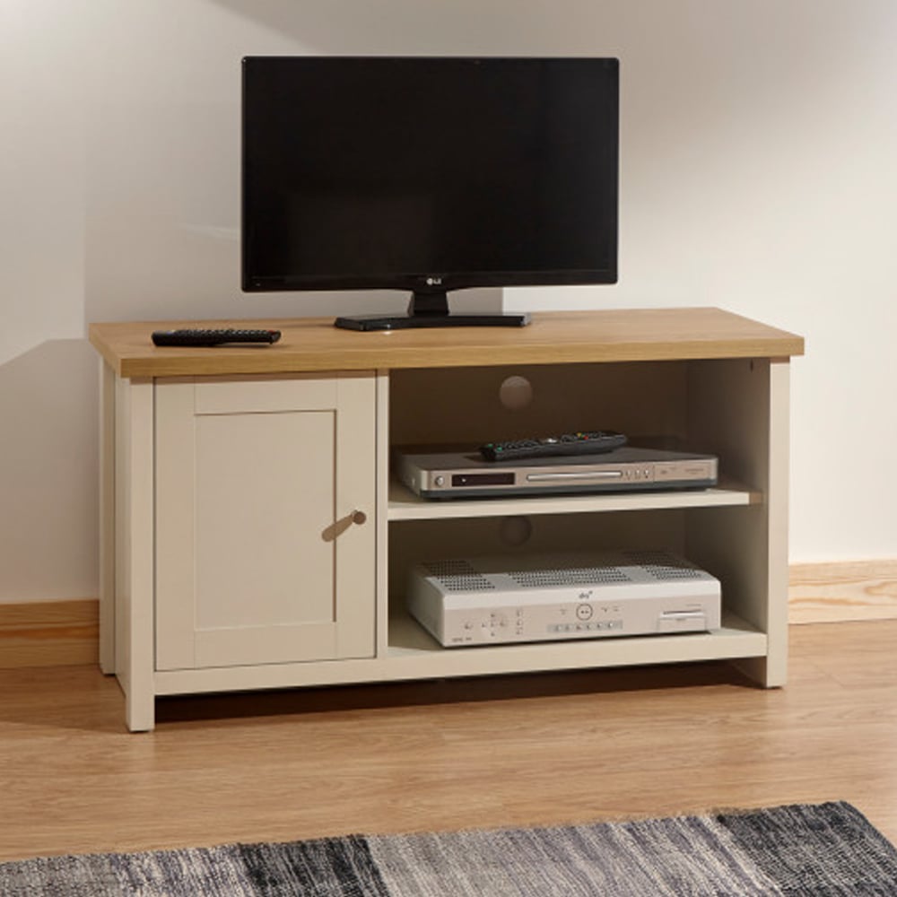 Loftus Wooden TV Stand With 1 Door In Cream And Oak