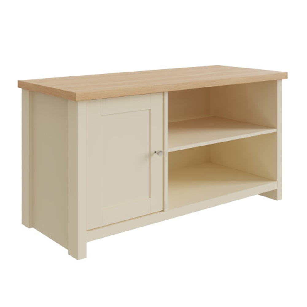 Loftus Wooden TV Stand With 1 Door In Cream And Oak
