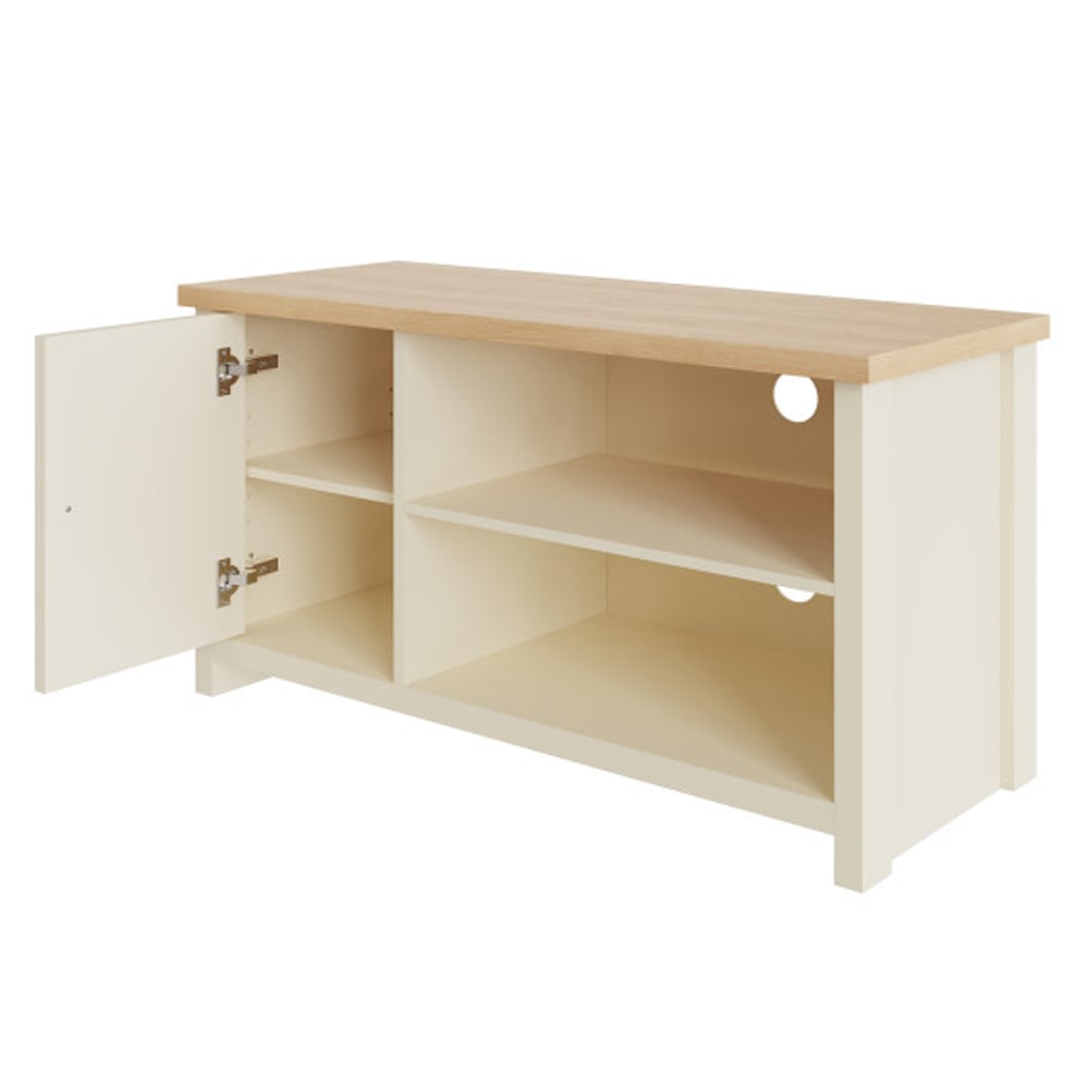 Loftus Wooden TV Stand With 1 Door In Cream And Oak