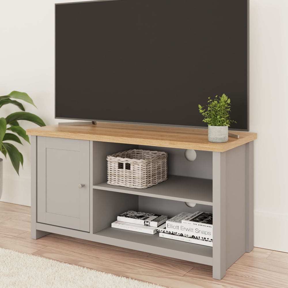 Loftus Wooden TV Stand With 1 Door In Grey And Oak