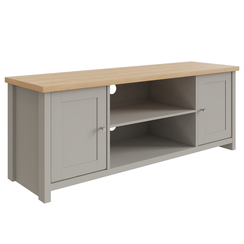 Loftus Wooden TV Stand With 2 Doors In Grey And Oak