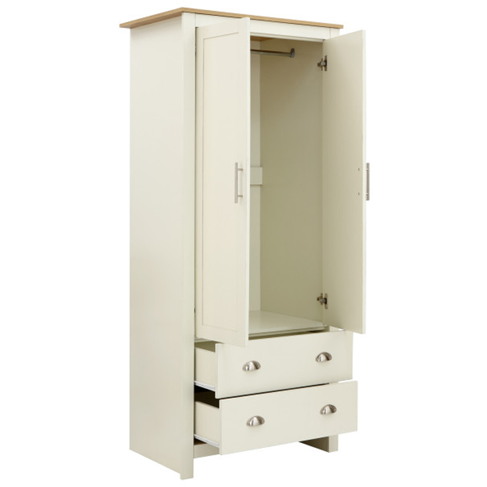Loftus Wooden Wardrobe With 2 Doors 2 Drawers In Cream And Oak