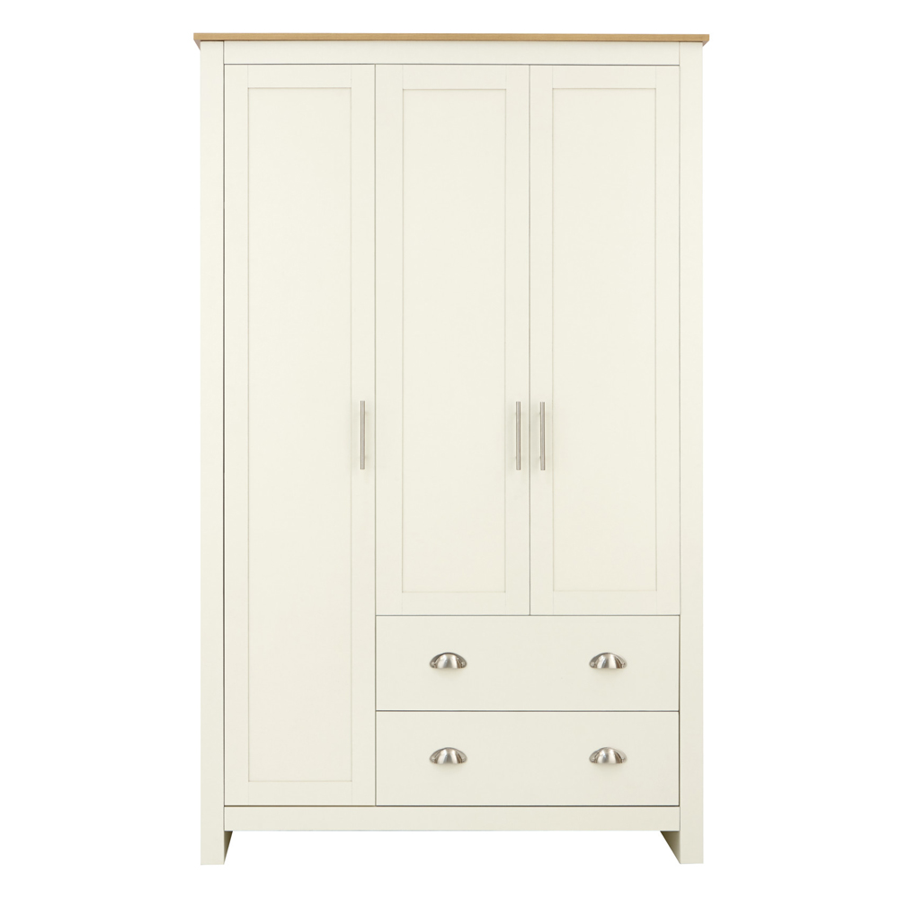 Loftus Wooden Wardrobe With 3 Doors 2 Drawers In Cream And Oak