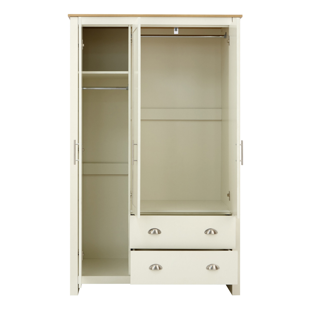 Loftus Wooden Wardrobe With 3 Doors 2 Drawers In Cream And Oak