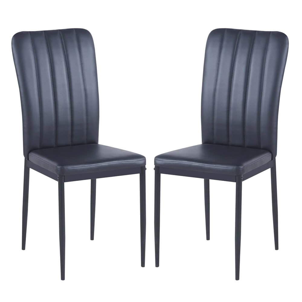 Read more about Logan black faux leather dining chairs in pair