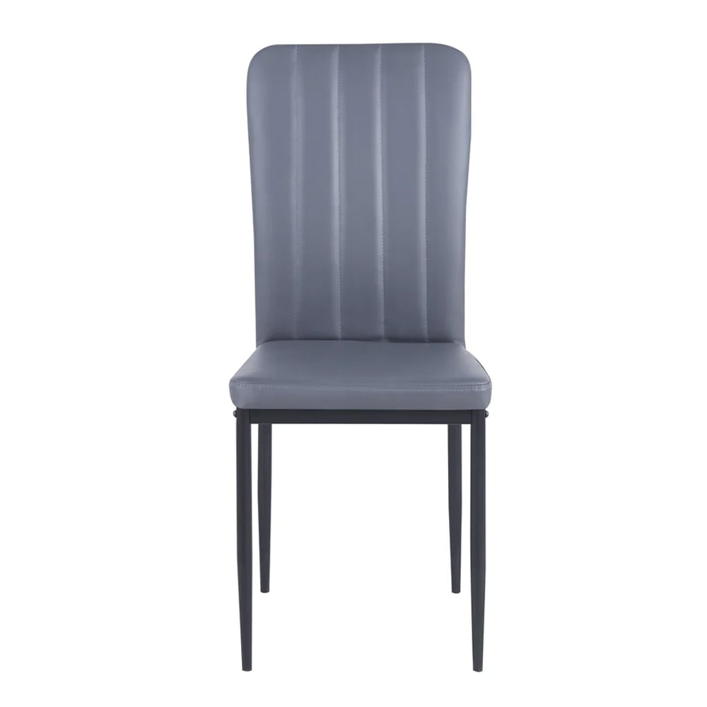 Logan Grey Faux Leather Dining Chairs In Pair