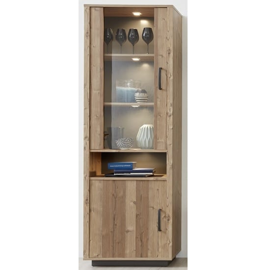 Logan Tall Display Cabinet In Bramberg Spruce With Led Click To Enlarge