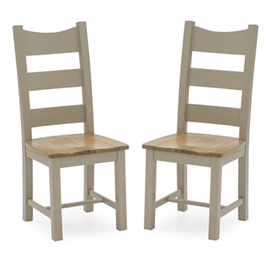 Logan Taupe Wooden Dining Chairs With Solid Seat In Pair | Sale