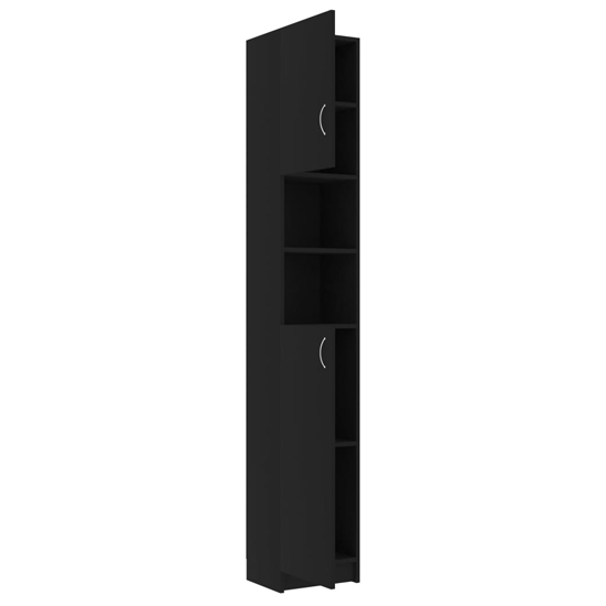 Logan Wooden Bathroom Storage With 2 Doors In Black Furniture