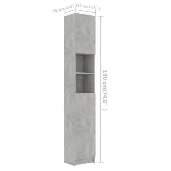 Logan Wooden Bathroom Storage Cabinet In Concrete Effect