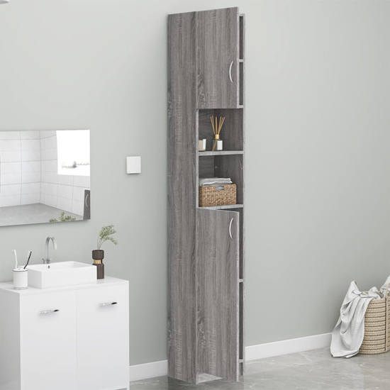 Logan Wooden Bathroom Storage In Grey Sonoma Oak Furniture in
