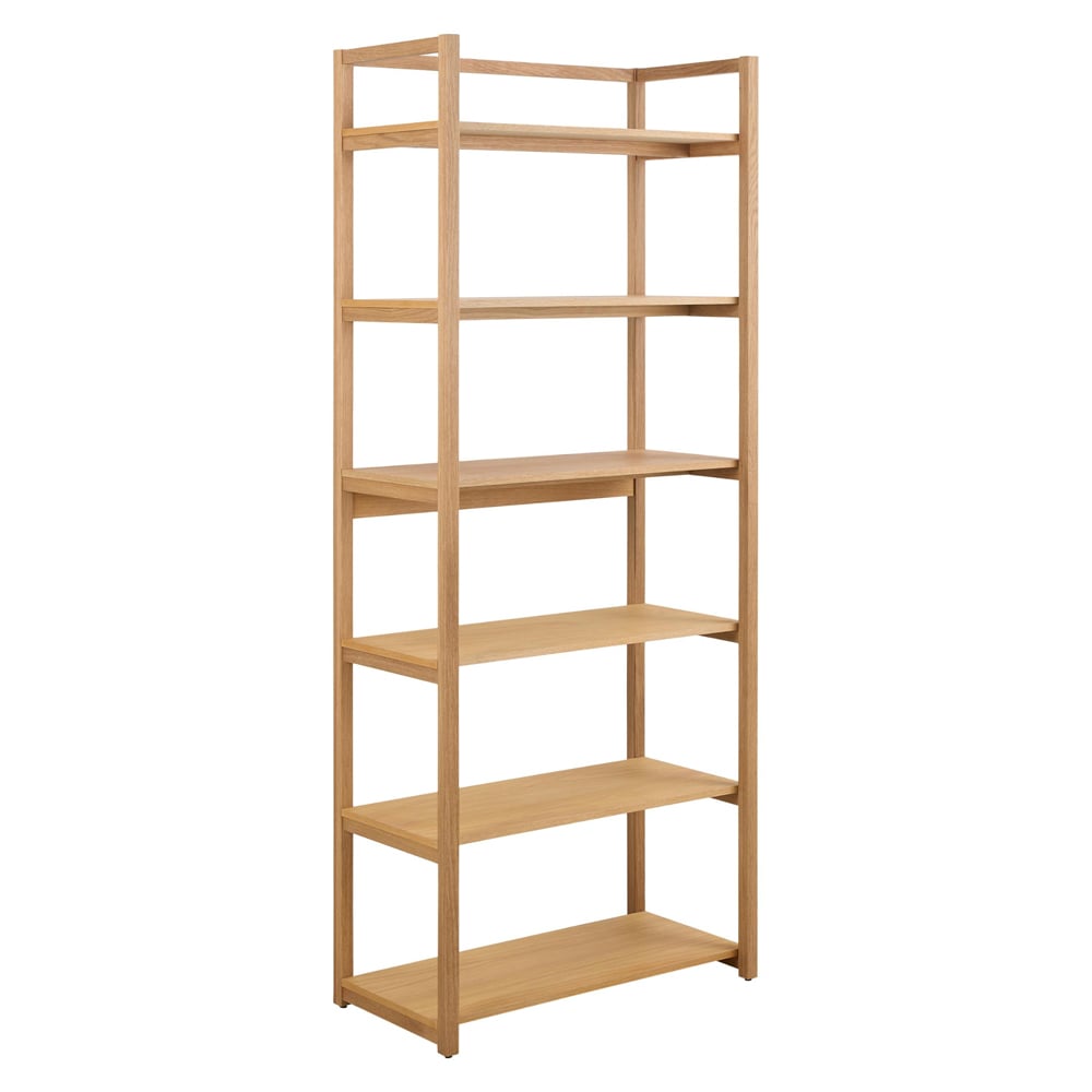 Logan Wooden Bookcase With 6 Shelves In Oak