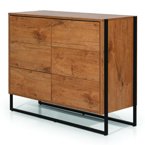 Product photograph of Logan Wooden Chest Of 6 Drawers In Lancelot Oak from Furniture in Fashion