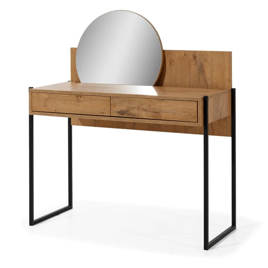 Product photograph of Logan Wooden Dressing Table With Mirror In Lancelot Oak from Furniture in Fashion
