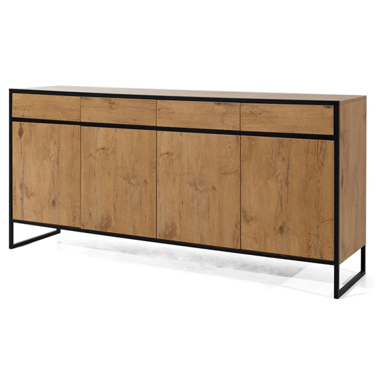Product photograph of Logan Wooden Sideboard With 4 Doors 4 Drawers In Lancelot Oak from Furniture in Fashion