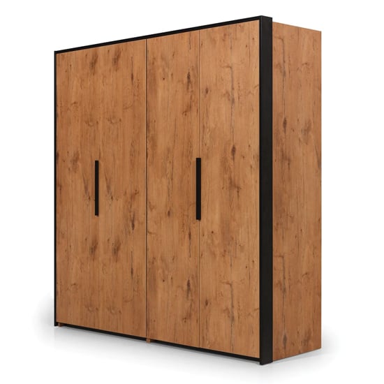 Logan Wooden Wardrobe With 2 Folding Doors In Lancelot Oak