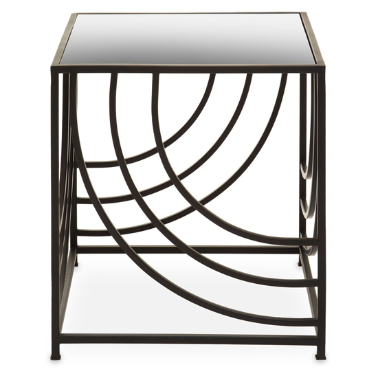 Read more about Logia mirrored glass top side table with black metal frame