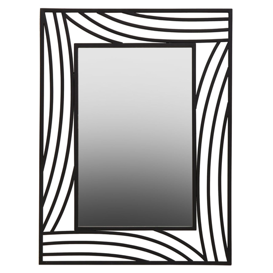 Product photograph of Logia Rectangular Wall Bedroom Mirror In Black Metal Frame from Furniture in Fashion