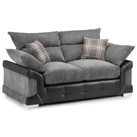 Product photograph of Logion Fabric 2 Seater Sofa In Black And Grey from Furniture in Fashion