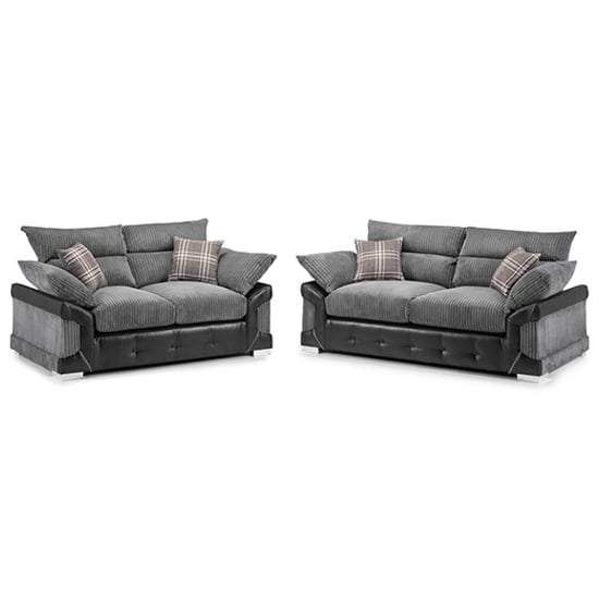 Read more about Logion fabric 3+2 seater sofa set in black and grey