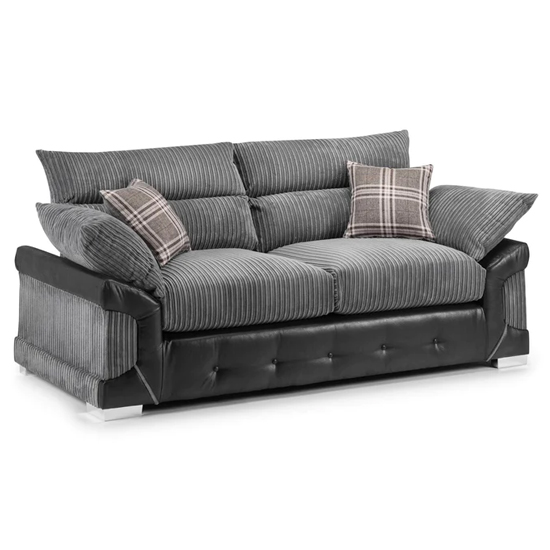 Product photograph of Logion Fabric 3 Seater Sofa In Black And Grey from Furniture in Fashion
