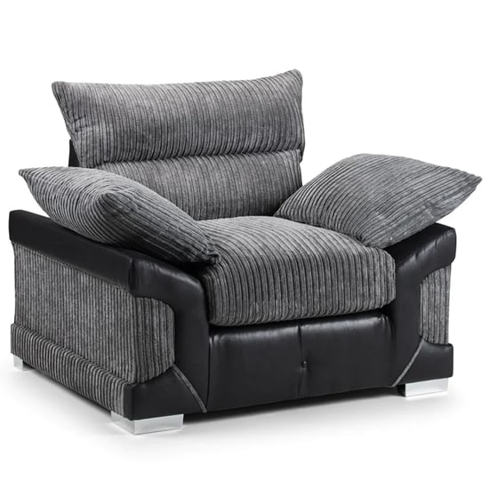 Product photograph of Logion Fabric Armchair In Black And Grey from Furniture in Fashion