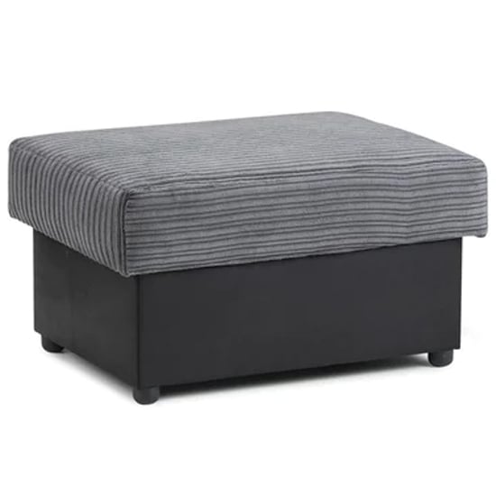 Product photograph of Logion Fabric Foot Stool In Black And Grey from Furniture in Fashion