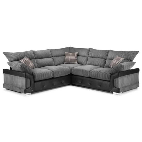 Product photograph of Logion Fabric Large Corner Sofa In Black And Grey from Furniture in Fashion