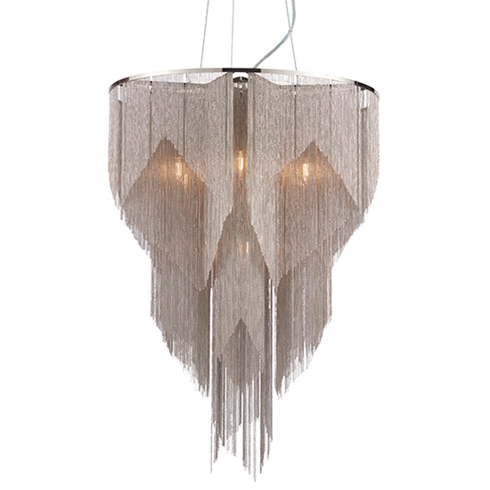 Product photograph of Loire 6 Lights Pendant Light In Bright Nickel And Silver from Furniture in Fashion