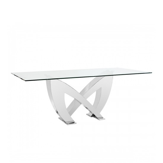 Read more about Loire glass dining table in clear with stainless steel base