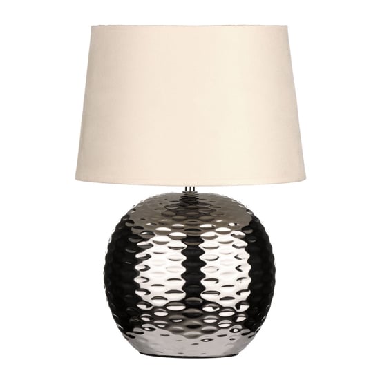 Product photograph of Loketa Beige Fabric Shade Table Lamp With Chrome Base from Furniture in Fashion
