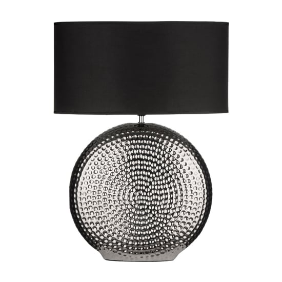 Photo of Loketa black fabric shade table lamp with chrome base