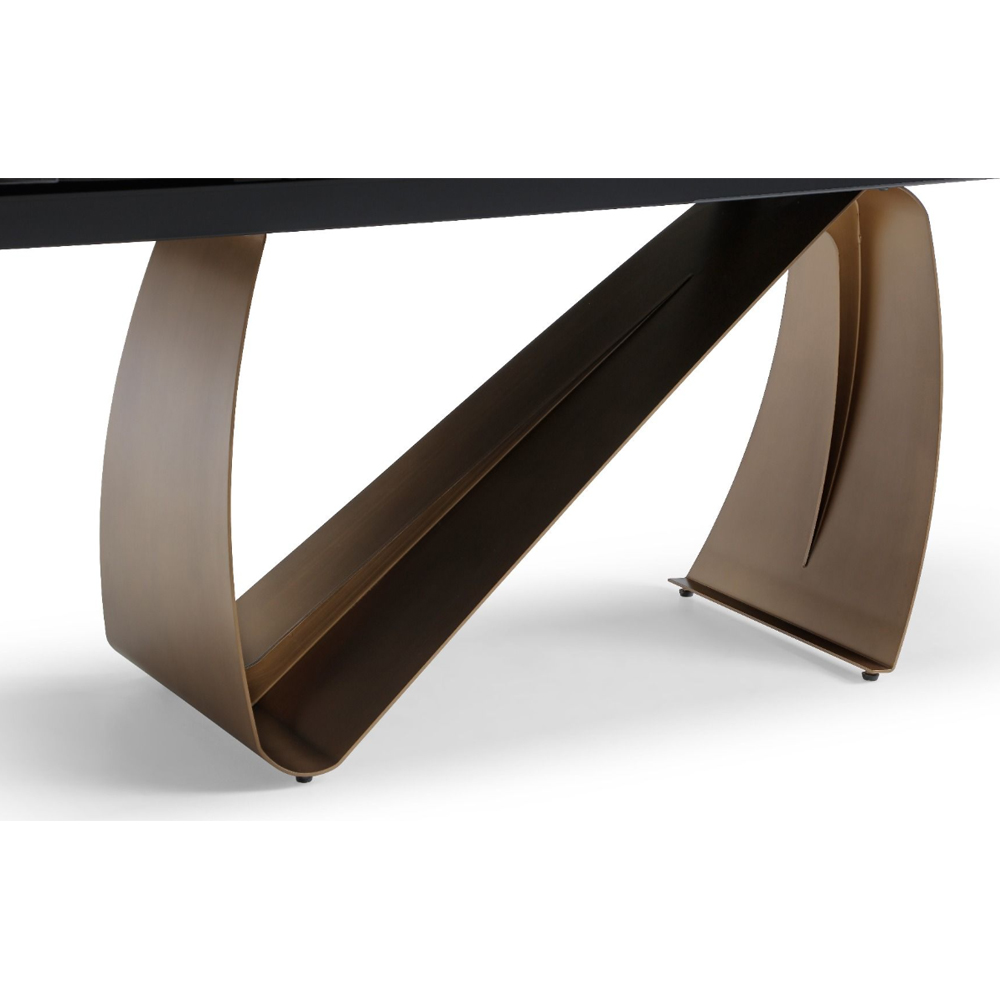 Lokko Sunset Statuario Ceramic Top Dining Table with Brushed Brass Base