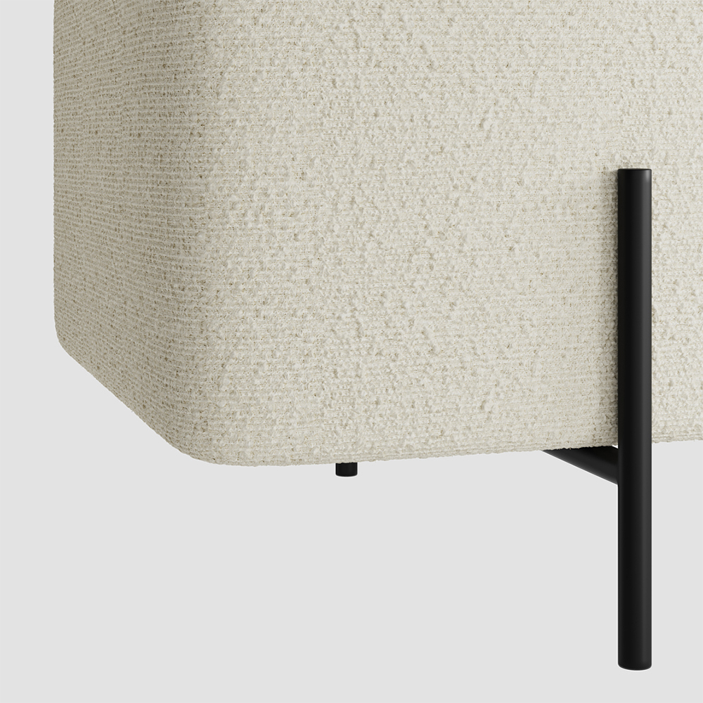 Lola Fabric Storage Ottoman With Black Legs In Ivory