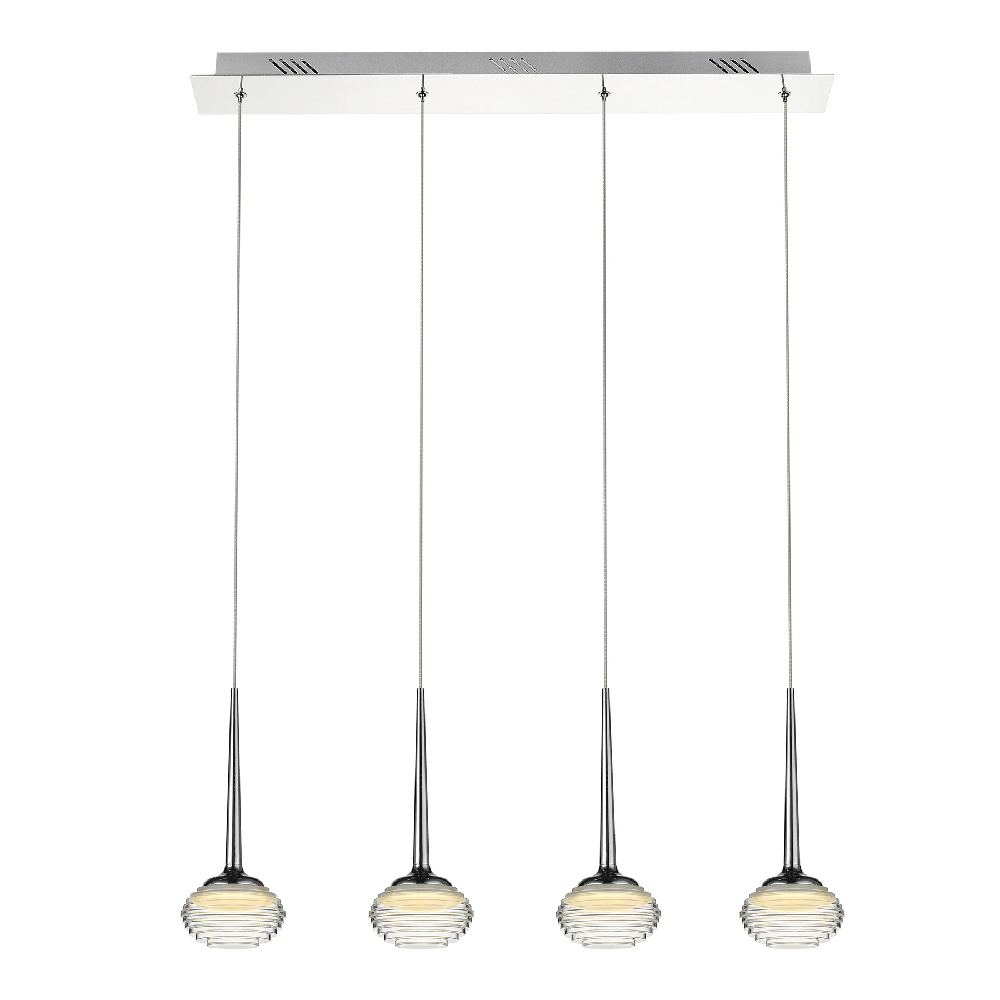 Read more about Lola led 4 light ridged glass bar pendant light in chrome
