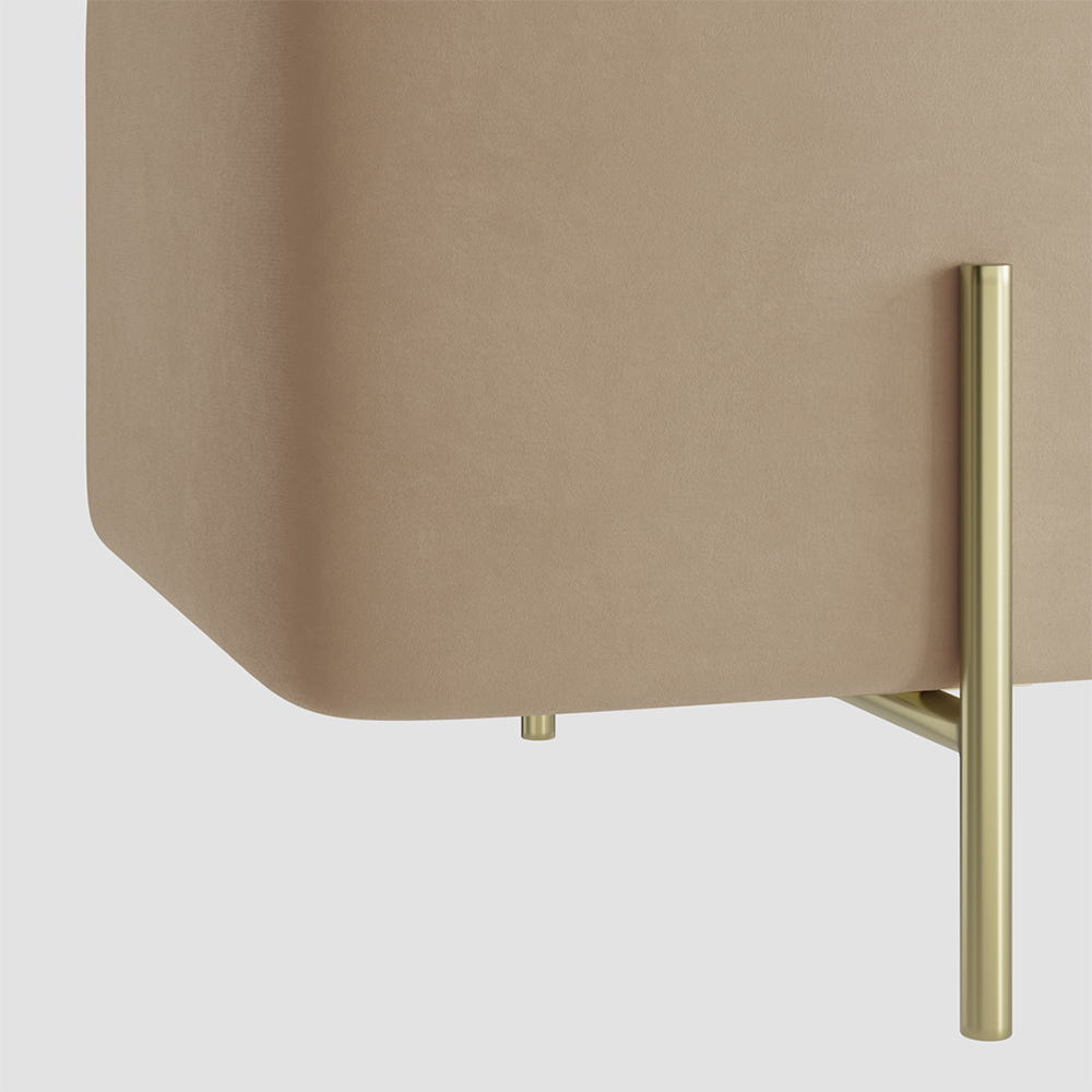 Lola Velvet Storage Ottoman With Gold Legs In Beige