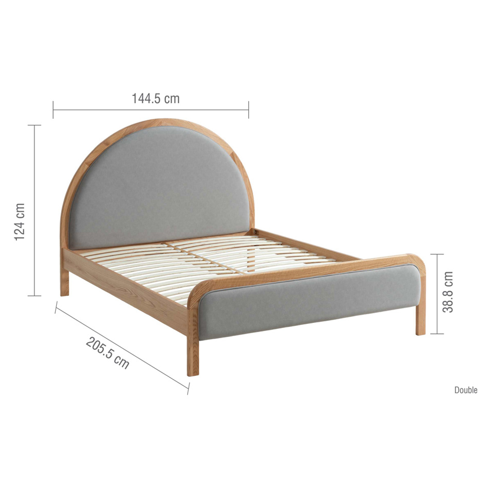 Lolen Wooden Double Bed in Oak and Grey