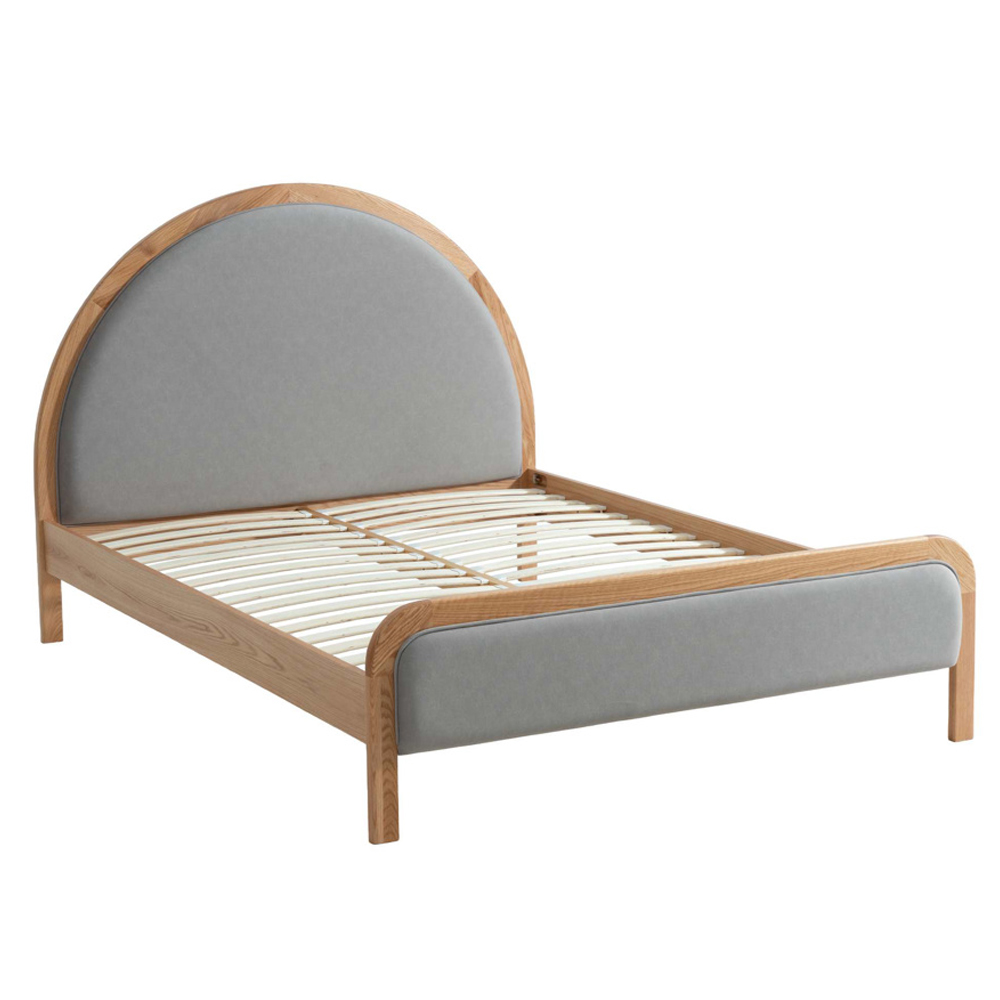 Lolen Wooden King Size Bed in Oak and Grey