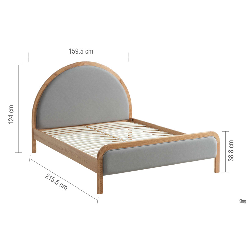 Lolen Wooden King Size Bed in Oak and Grey