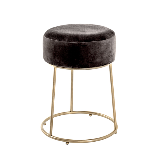 Photo of Loleta tall fabric stool in anthracite with gold metal base