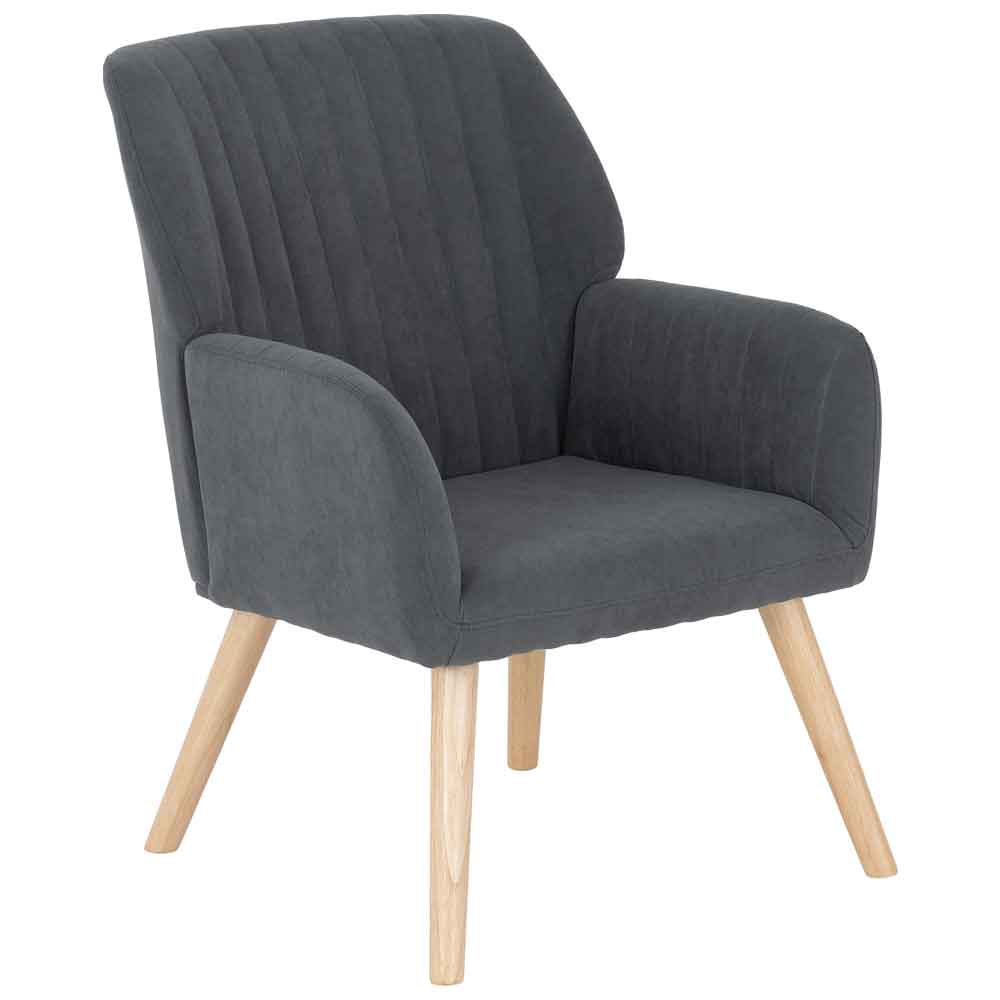Lomaro Velvet Bedroom Occasional Chair in Dark Grey