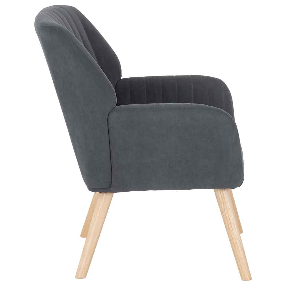 Lomaro Velvet Bedroom Occasional Chair in Dark Grey