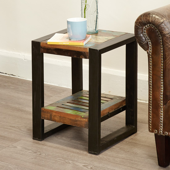 Photo of London urban chic low wooden lamp table