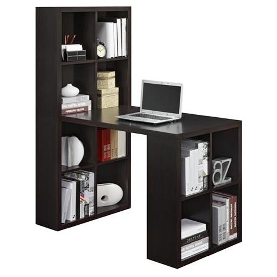 London Wooden Laptop Desk In Espresso With Shelving Unit Furniture in
