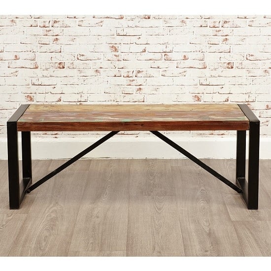 London Urban Chic Wooden Small Dining Bench With Steel Base_1