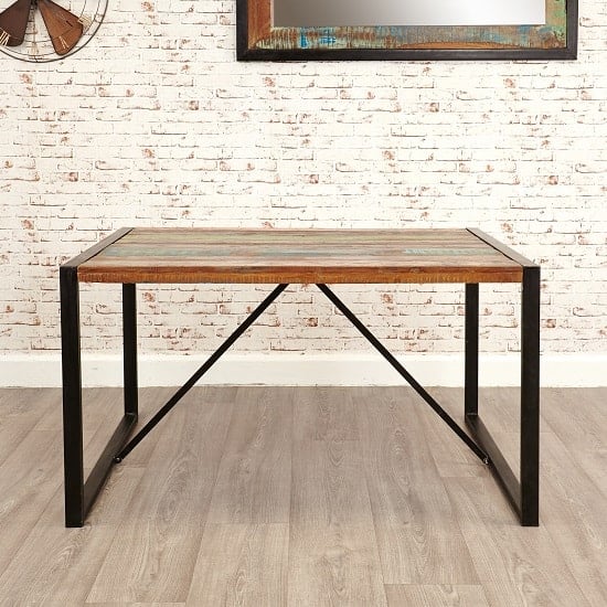 Photo of London urban chic wooden medium dining table with steel base