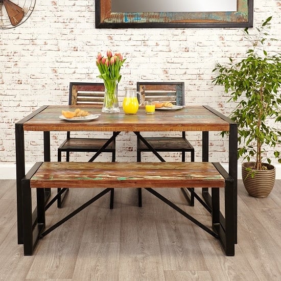 London Urban Chic Wooden Medium Dining Table With Steel Base_4